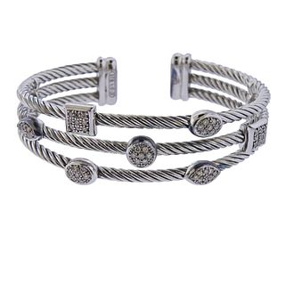 David Yurman Sterling Silver Diamond Confetti Cuff Bracelet