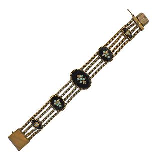 14K Gold Opal Onyx Bracelet