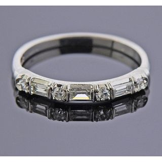 Art Deco Platinum Diamond Wedding Band Ring