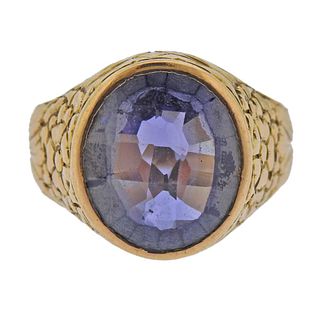 Antique 14k Gold Gemstone Gypsy Ring