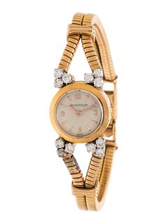 JAEGER-LeCOULTRE, 18K YELLOW GOLD AND DIAMOND WRISTWATCH