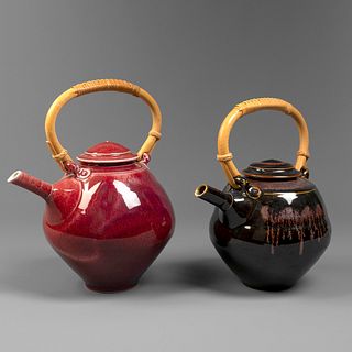 Tom Turner, Pair of Bamboo Handled Teapots