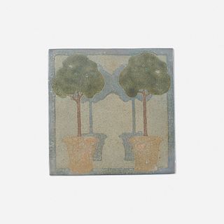 Marblehead Pottery, Trivet tile with trees