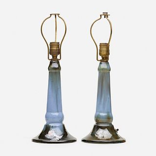 Fulper Pottery, Candlestick lamp bases, pair