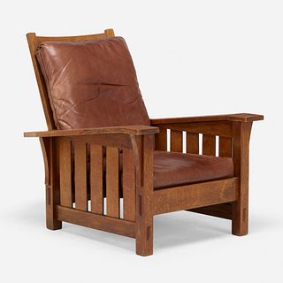 Gustav Stickley, Drop-arm Morris chair, model 369