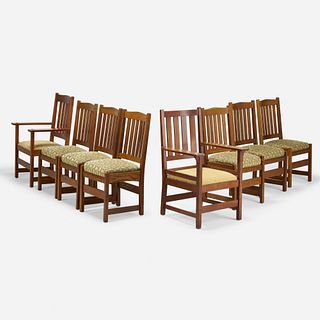 Gustav Stickley and L. & J.G. Stickley, Dining chairs, assembled set of eight