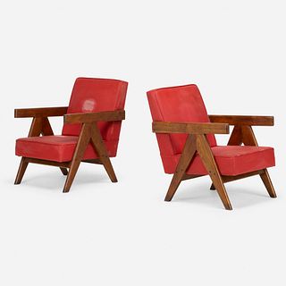 Pierre Jeanneret, Lounge chairs from Chandigarh, pair