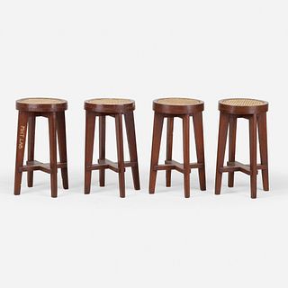 Pierre Jeanneret, Stools from Punjab University, Chandigarh, set of four