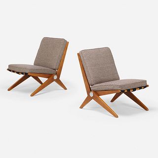 Pierre Jeanneret, Scissor chairs model 92, pair