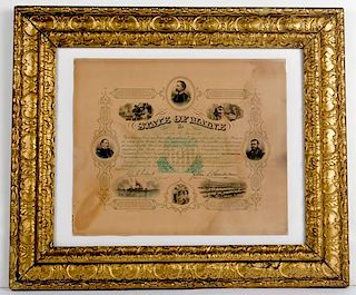 Framed Maine Soldier's Civil War Service Certificate Signed by Joshua Chamberlain 