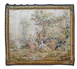 Antique French Tapestry, 5' x 5'9"