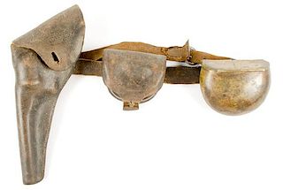 1863 Kittredge Marked Brass Cartridge Box and Holster Belt Set 