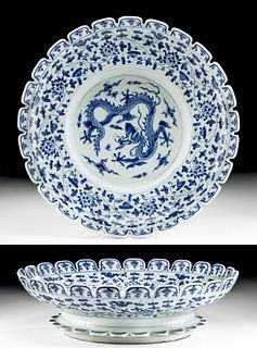 Large 18th C. Chinese Qing Porcelain Bowl with Dragon
