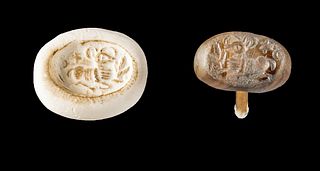 Sasanian Stone Stamp Seal Bead w/ Ibex