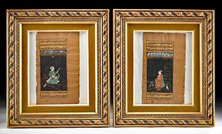 Two 19th C. Framed Islamic Illuminated Manuscript Pages