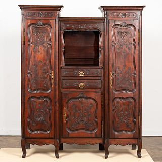 LOUIS XV STYLE CARVED WALNUT CABINET