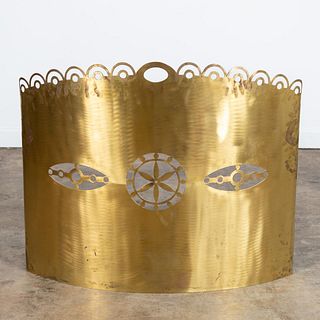FRENCH PERIOD ART DECO BRASS CURVED FIRE SCREEN