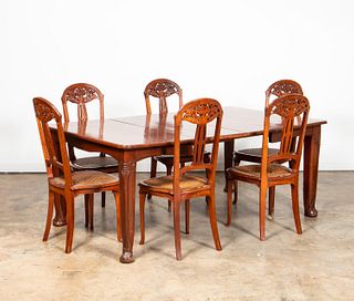 MANNER OF LOUIS MAJORELLE 7PC MAHOGANY DINING SET