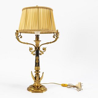 EMPIRE STYLE GILT BRONZE GRIFFIN BASE TABLE LAMP