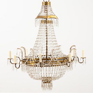 19TH C. EMPIRE STYLE EIGHT-LIGHT BASKET CHANDELIER