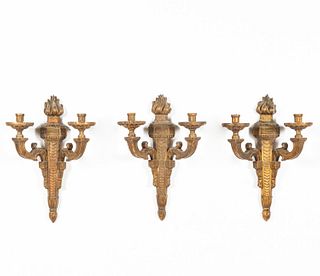 THREE E. 20TH C. FRENCH NEOCLASSICAL STYLE SCONCES