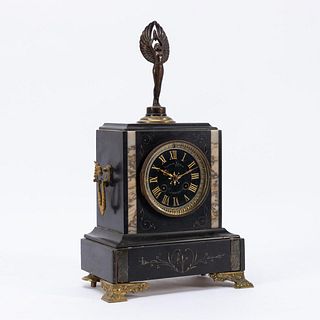 19TH C. SLATE & MARBLE JAPY FRERES MANTLE CLOCK
