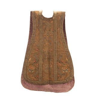 19TH C. CONTINENTAL EMBROIDERED CHASUBLE