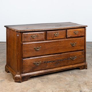 18TH C. CONTINENTAL BAROQUE FIVE-DRAWER OAK CHEST