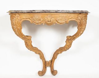 19TH C. REGENCE STYLE MARBLE TOP CONSOLE TABLE