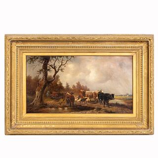 CONTINENTAL, COWS IN LANDSCAPE, GILTWOOD FRAME