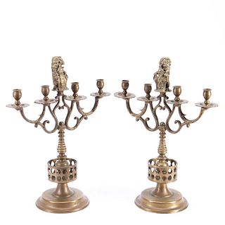 PR., BRASS ARMS OF AMSTERDAM CANDELABRA WITH LIONS