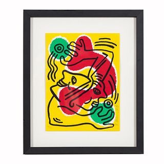 KEITH HARING POP ART LITHOGRAPH 1988, SIGNED