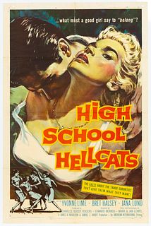 "HIGH SCHOOL HELLCATS" 1958 ORIGINAL MOVIE POSTER