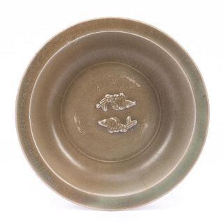 CHINESE SMALL CELADON SHALLOW MARRIAGE BOWL