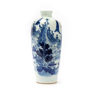 CHINESE BLUE & WHITE VASE WITH CALLIGRAPHY