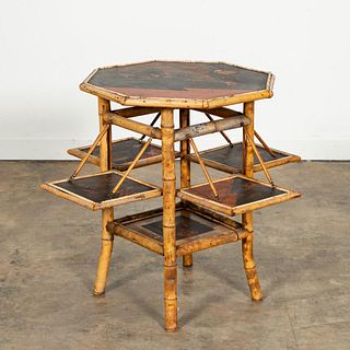 19TH C. AESTHETIC BAMBOO OCTAGONAL SERVING TABLE