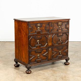 18TH C. WILLIAM AND MARY FOUR-DRAWER OAK CHEST