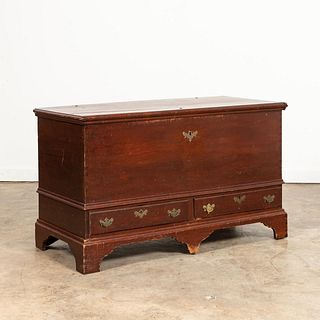 18TH C. MAHOGANY BLANKET CHEST WITH TWO DRAWERS