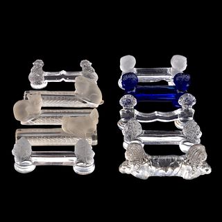 10 MISC. MAINLY FRENCH GLASS & CRYSTAL KNIFE RESTS