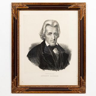 LITHOGRAPH OF ANDREW JACKSON, FRAMED, CIRCA 1840S