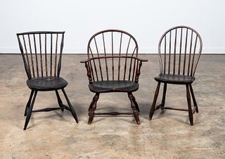 GROUP OF THREE AMERICAN WINDSOR CHAIRS