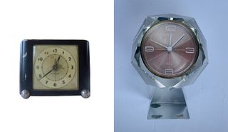 2 Vintage Clocks, 1 in Lucite & 1 Metal