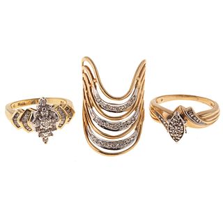A Trio of Diamond Rings in Yellow Gold