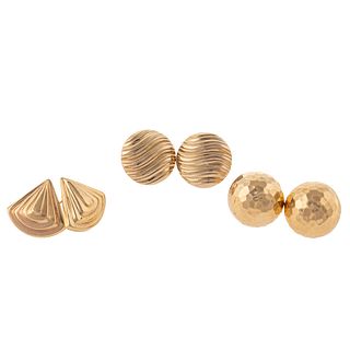 A Trio of Earrings in 14K Yellow Gold