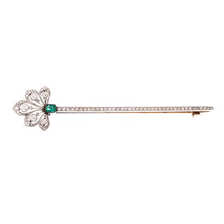 An Edwardian Emerald & Diamond Brooch in Plat