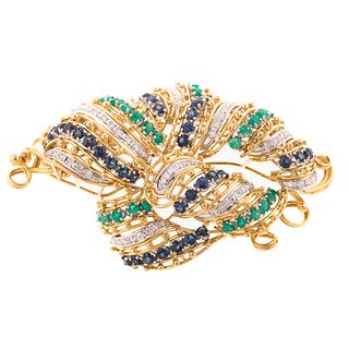 An Impressive Emerald, Sapphire & Diamond Brooch