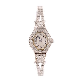 An Art Deco Diamond Cocktail Watch in Platinum