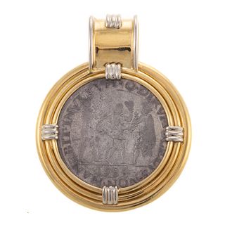 A 1584 Netherlands Coin in Wide 18K Pendant