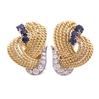 Vintage Tiffany Sapphire & Diamond Earrings in 18K