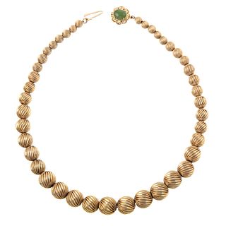 A 14K Twisted Bead Necklace with 18K Clasp